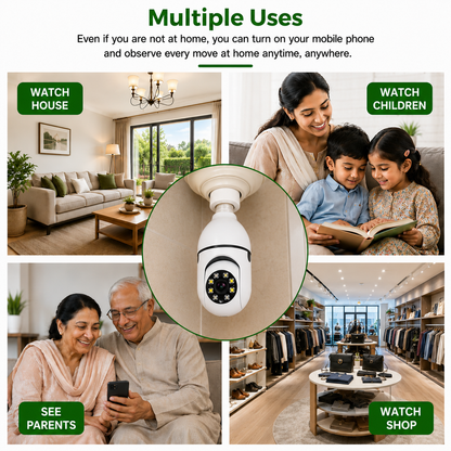 V380 Pro Smart Wireless Camera - WiFi Bulb Shape CCTV Security Camera